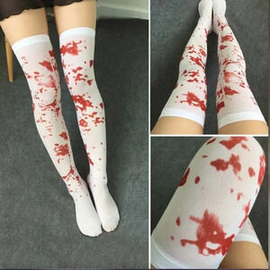 Brand new in package Halloween costume "blood" stained thigh high pantyhose